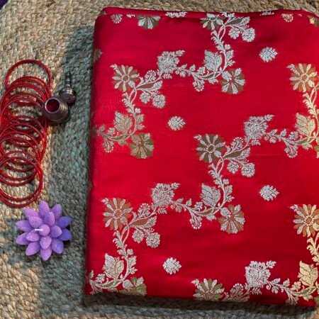 Mesmerizing Red Banarasi Katan