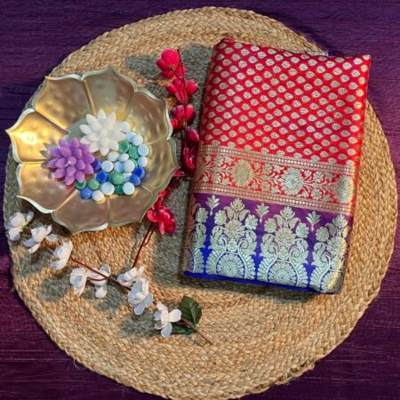 Elegant Blue and Red Saree