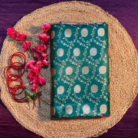 Stunning Green and Red Katan Silk Banarasi Saree