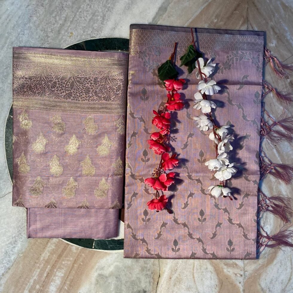 Purple Antique Zari Purple Banarasi Suit