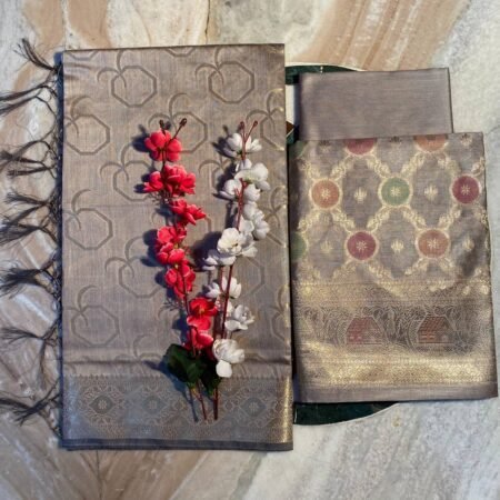 Antique Zari Gray Banarasi Suit 2